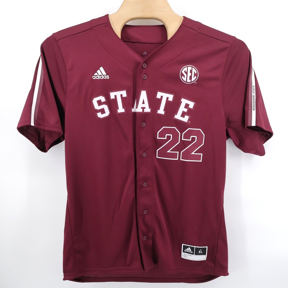 NEW Adidas Mississippi State Bulldogs Baseball Jersey Maroon Mens XL MSRP $80